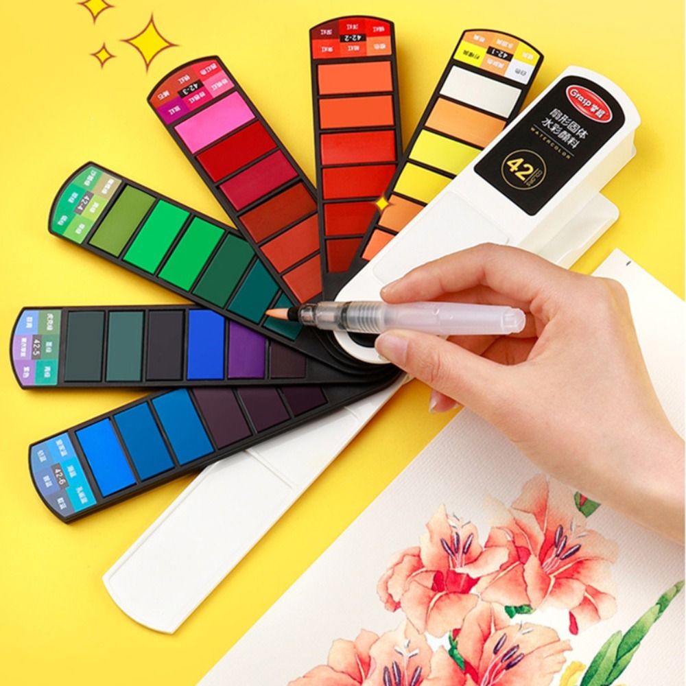 Watercolor Paint Set Solid Pigment - 휴대용 접이식 수채화 물감 세트 18/24/36/42