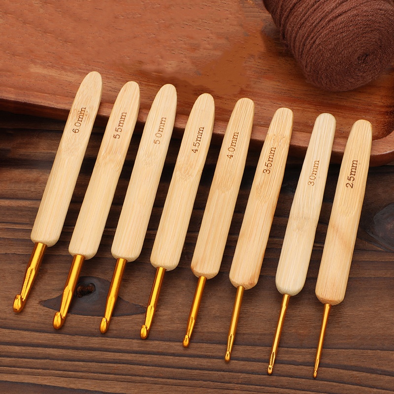 Wooden Crochet Hooks Ergonomic Handle - 대나무 나무 손잡이 크로 셰 뜨개질