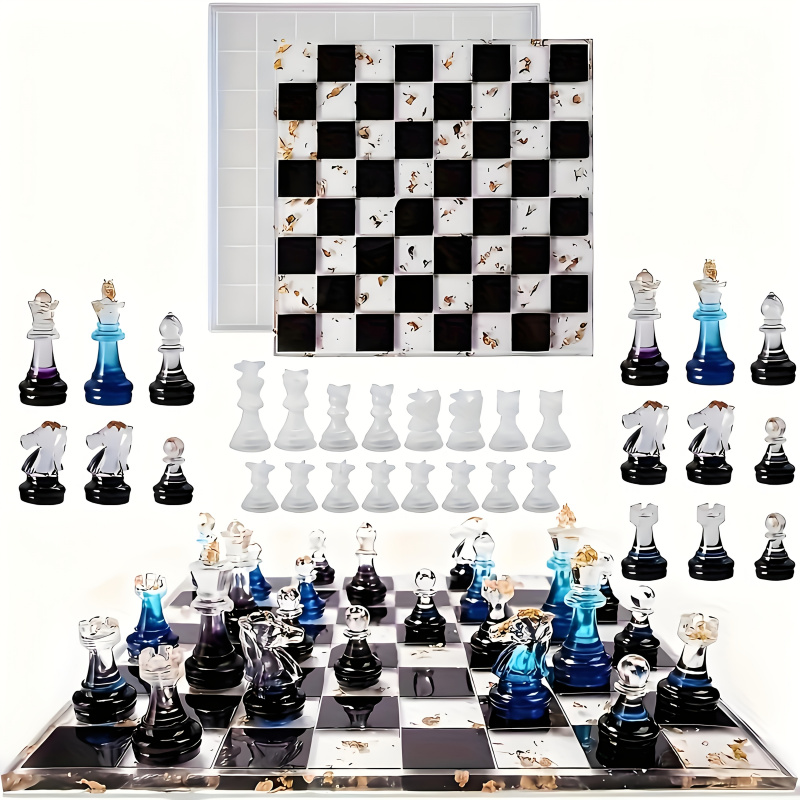 Silicone Epoxy Resin Molds Set - 11Chessboard16Resin 실리콘 몰드 세트, 3DChess 수지
