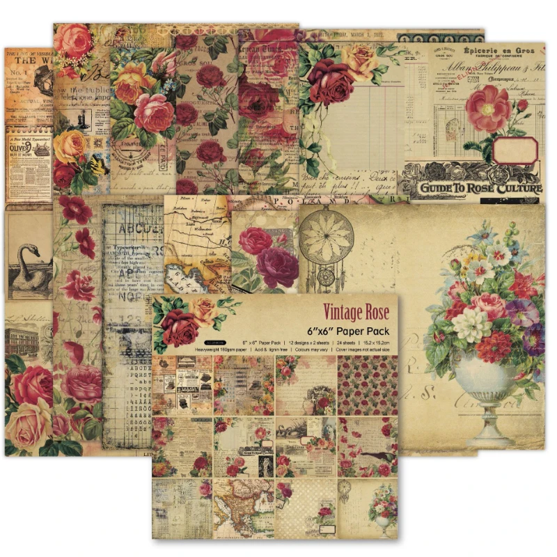 스크랩북 패드 모듬 패턴 데쿠 페이지 카드 스톡 용지, - Vintage Junk Journal Scrapbooking Paper 리뷰 및 가격