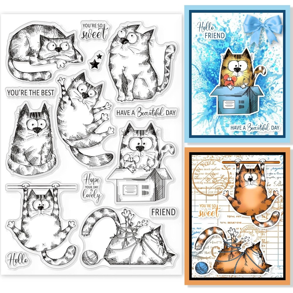 사랑스러운 고양이 투명 우표, 고무 투명 고무 도장 우 - Clear Silicone Stamps For Card Making 리뷰 및 가격
