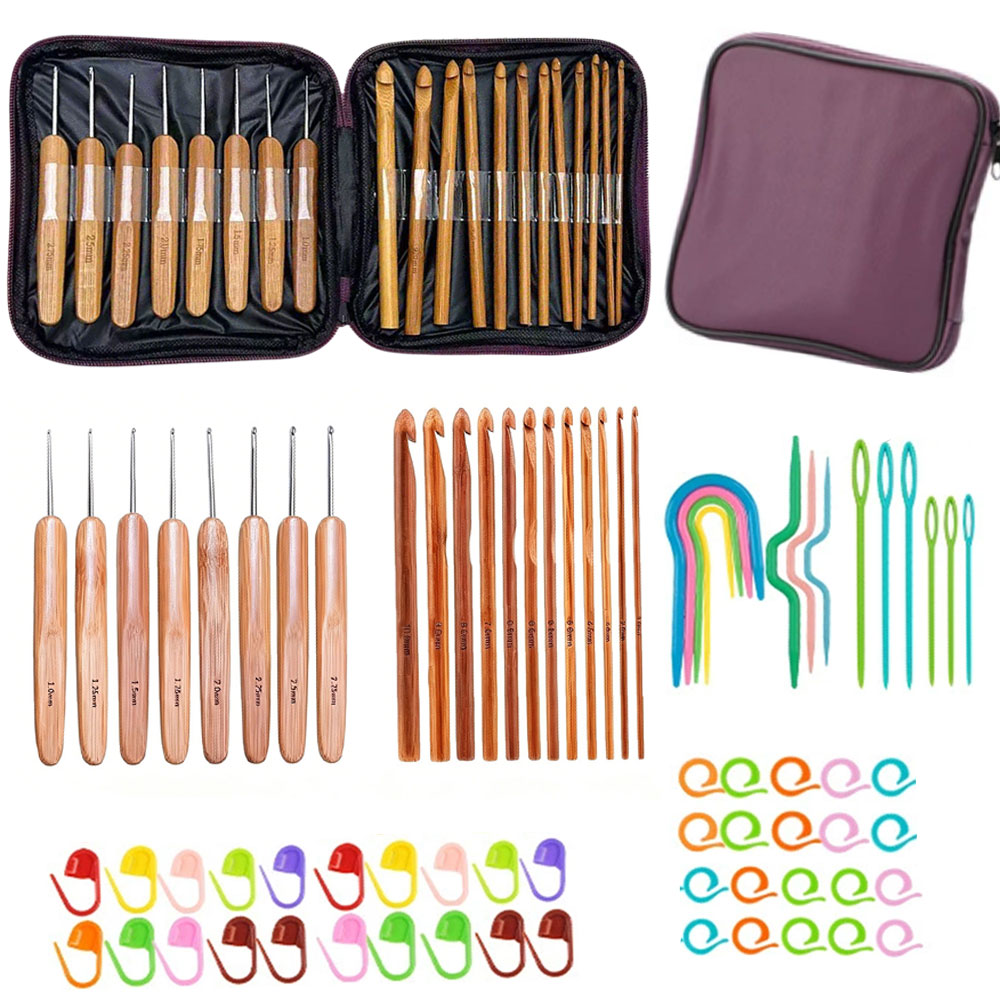 74개 대나무 코바늘 세트, 휴대용 보관 가방이 포함된 - Craft Tools 리뷰 및 가격