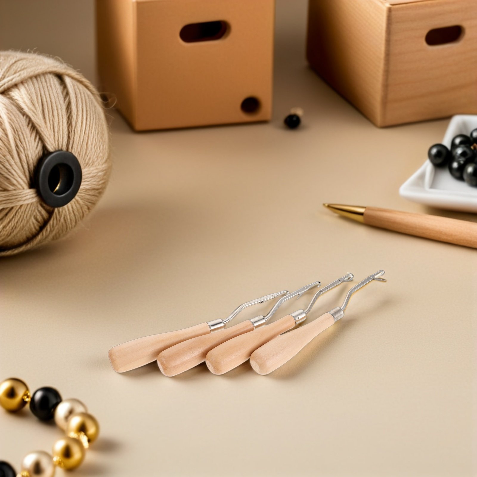 4개입 크로셰 훅 인체공학적 나무 손잡이 래치 훅 바늘 - Wooden Crochet Hooks Ergonomic Handle 리뷰 및 가격