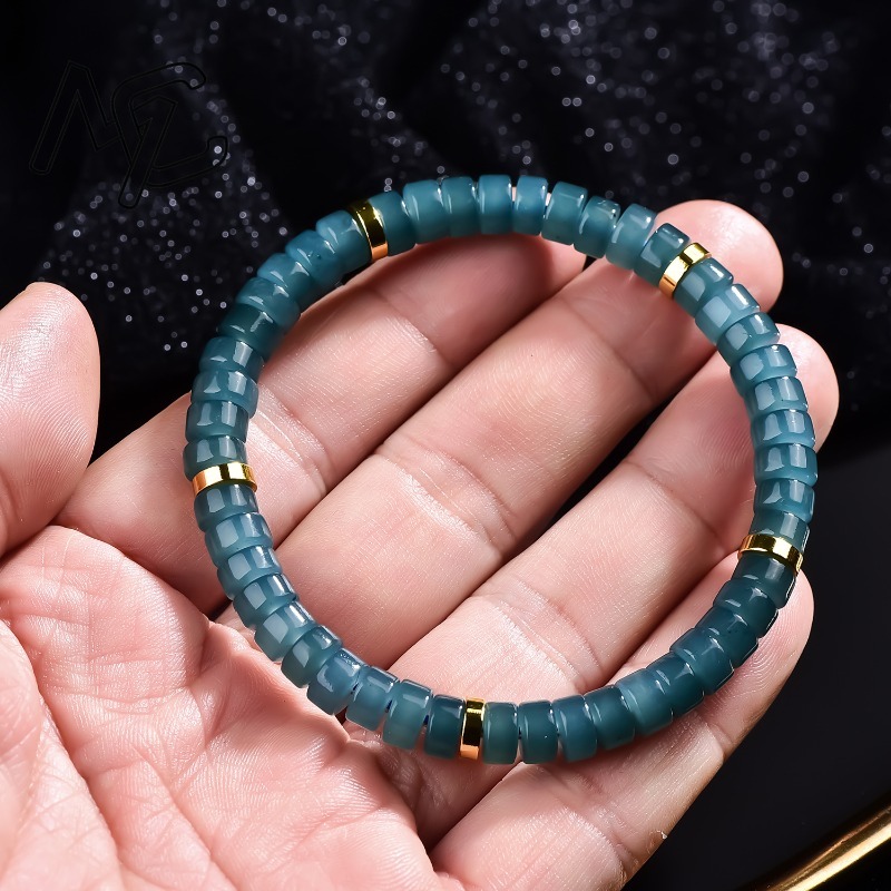 천연 비취 블루 워터 주판 비즈 스페이서 팔찌 고급 품 - Beading 리뷰 및 가격