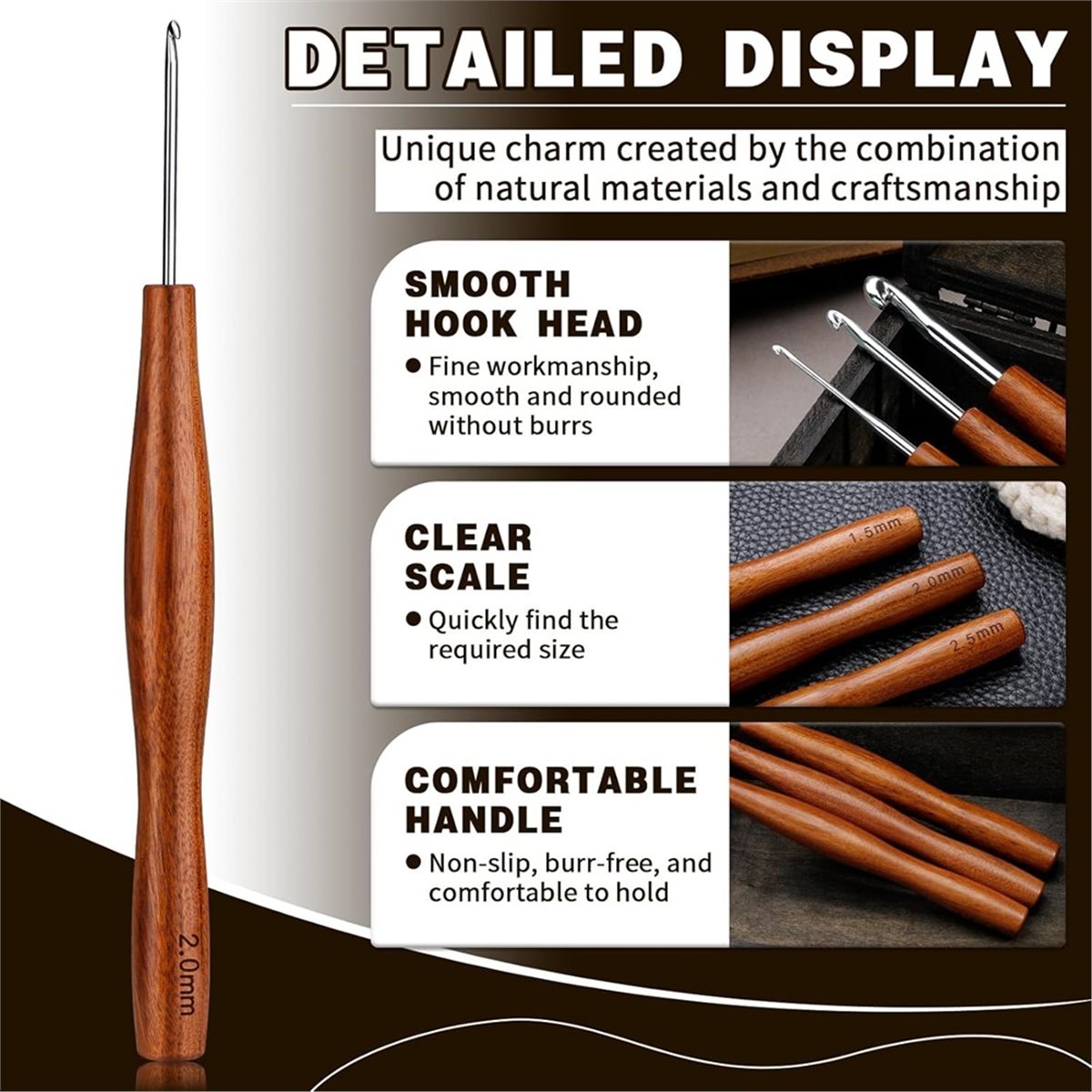 NOCM 5개 크로셰 훅, 관절염이 있는 손을 위한 나 - Wooden Crochet Hooks Ergonomic Handle 리뷰 및 가격