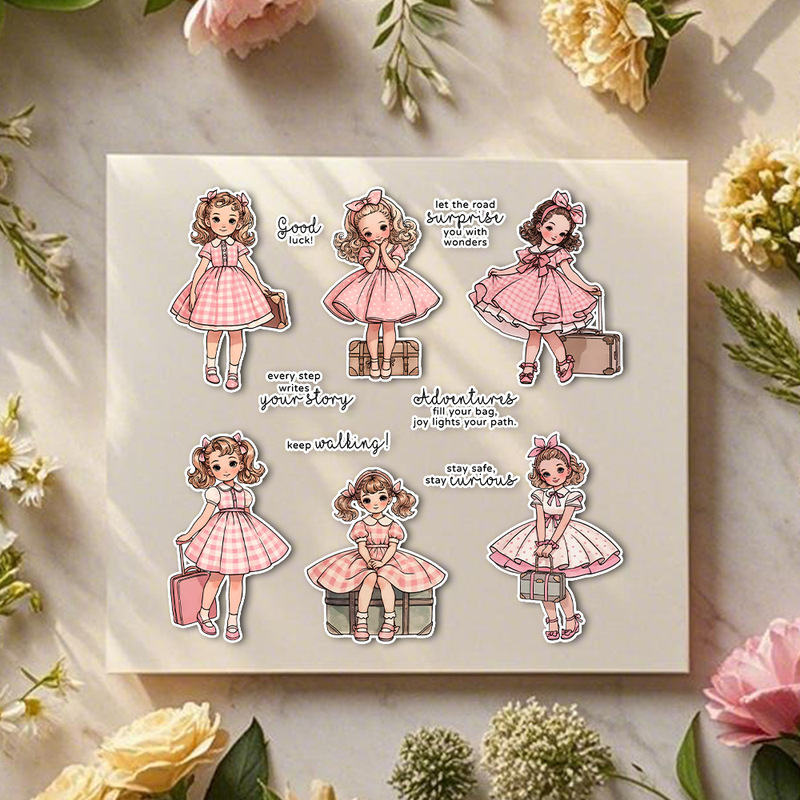 Suncraft 사랑스러운 여행하는 어린 소녀 클리어  - Clear Silicone Stamps For Card Making 리뷰 및 가격
