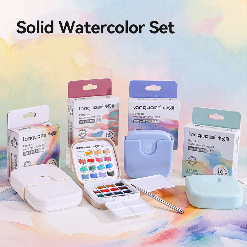 16색 랑구오 고체 수채화 물감 세트 휴대용 보관 가방 - Watercolor Paint Set Solid Pigment 리뷰 및 가격