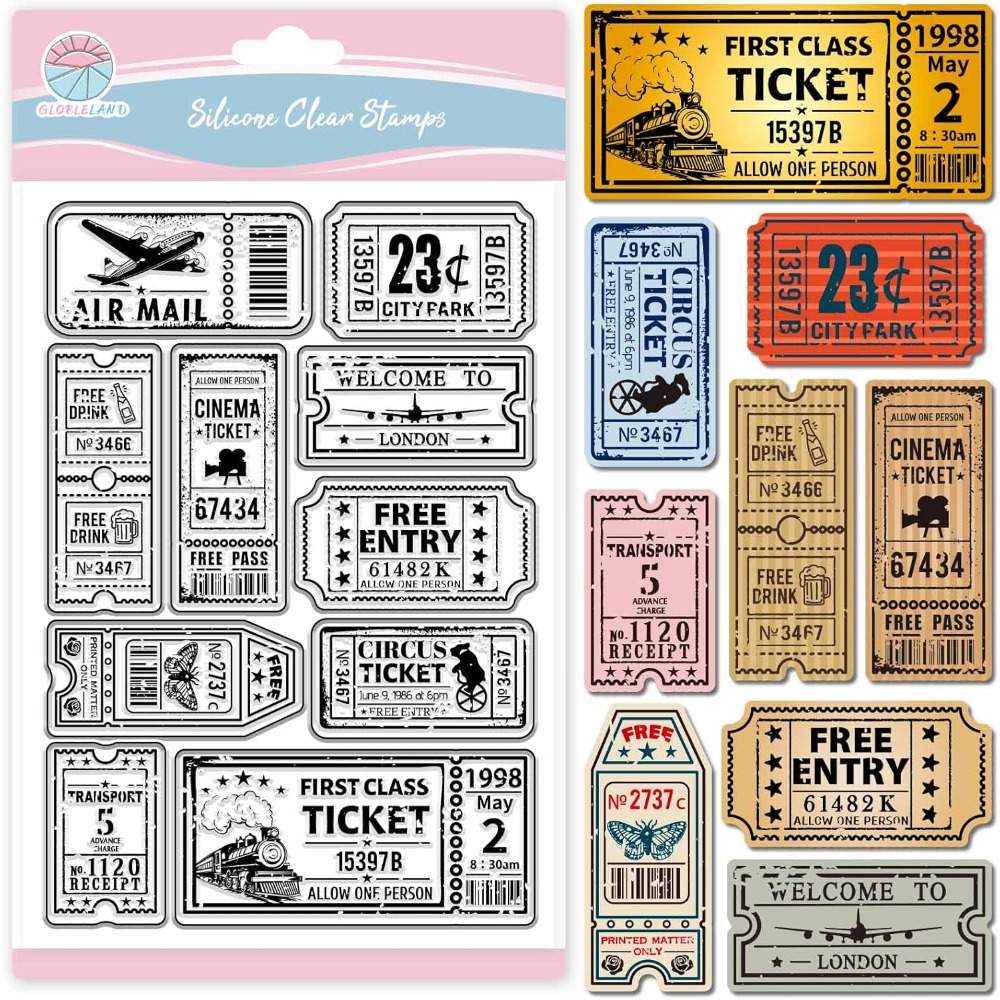 빈티지 티켓 스크랩북킹을위한 클리어 스탬프 기차 비행기 - Clear Silicone Stamps For Card Making 리뷰 및 가격